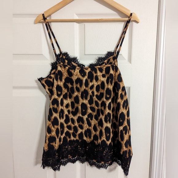 ee:some camisole black brown leopard print black lace size large NWT - Picture 4 of 8